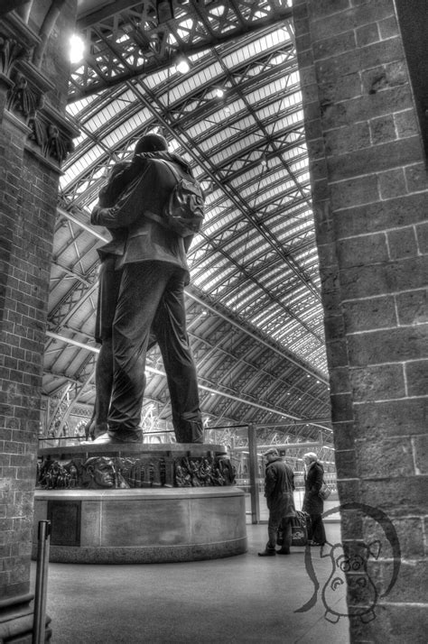 St Pancras Station, The Meeting Place statue St Pancras, Meeting Place, London England, Fine Art ...