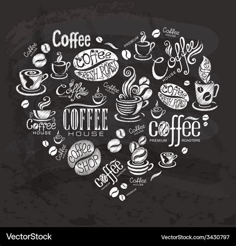 Coffee labels design elements on the chalkboard Vector Image