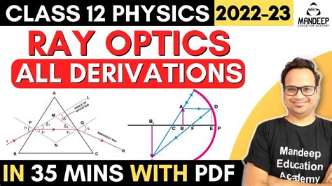 Ray Optics All Derivations | Class 12 Physics Chapter 9 | CBSE Board Exams 2023 - YouTube