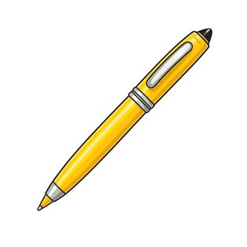 Cute Yellow Ballpoint Pen Illustration, Ballpoint Pen, Cartoon ...