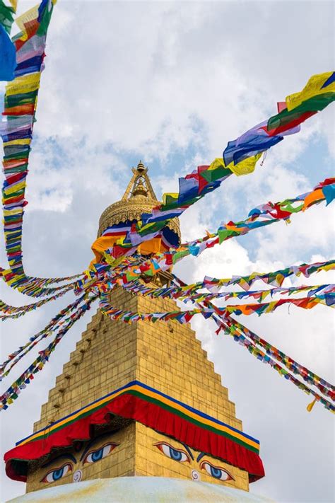 Boudhanath Stupa and Prayer Flags in Kathmandu Stock Photo - Image of ...