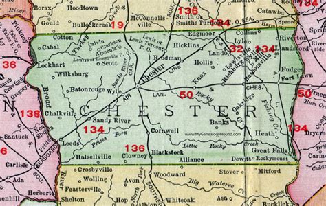 Chester County, South Carolina, 1911, Map, Rand McNally, Great Falls ...