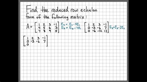 Linear Algebra Example Problems - Reduced Row Echelon Form - YouTube