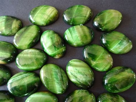 25x18mm Natural Tiger Eye Green Dyed Gemstone Cabochon Oval | Etsy