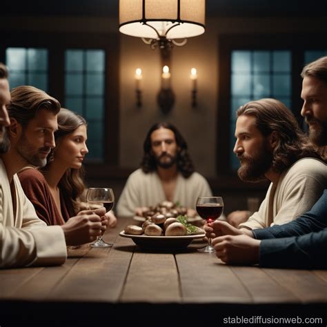 recreates the last supper and the disciples have sunglasses Prompts ...