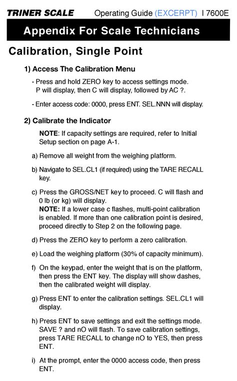 TRINER SCALE 7600E SCALES OPERATING MANUAL | ManualsLib