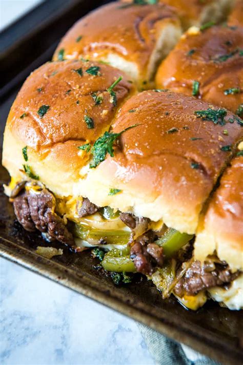 Easy Philly Cheesesteak Sliders on Hawaiian Rolls | Adventures of Mel