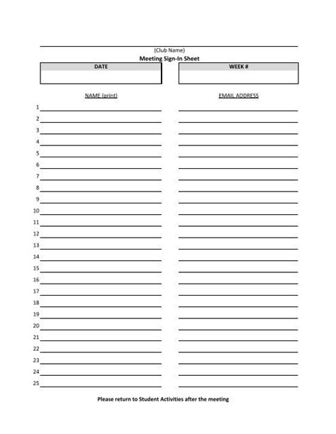 Attendance Sheet With Names