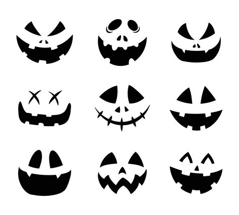 Halloween pumpkin faces icon set. Pumpkin silhouettes smile on white background. 10658620 Vector ...