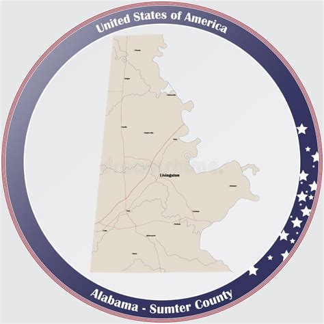 Map of Sumter County in Alabama Stock Vector - Illustration of road ...