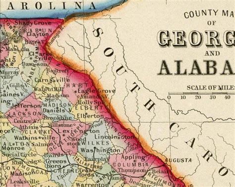 Vintage map of Alabama Georgia map from 1860 giclee print | Etsy