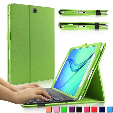 Infiland Folio PU Leather Case Cover with Magnetically Detachable Bluetooth Keyboard for Samsung ...