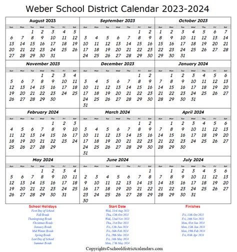 Weber School District Calendar 2023-2024 School District Calendars