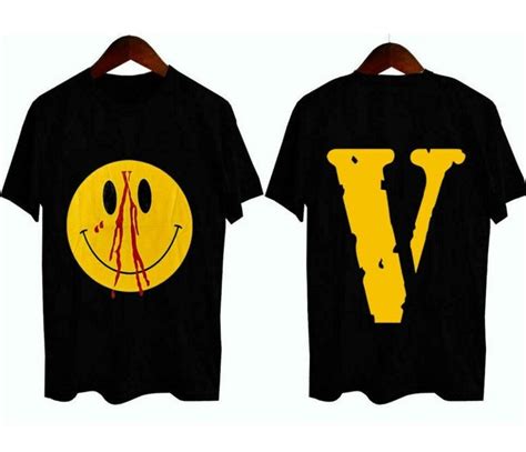 Vlone Smiley Face Black T-Shirt Vlone Short Sleeve T-Shirt | Etsy