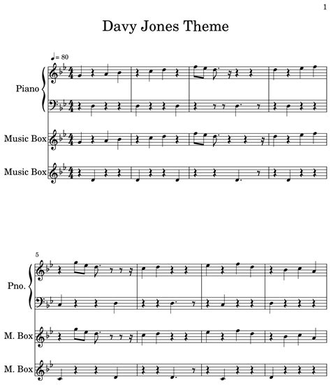 Davy Jones Theme - Sheet music for Piano