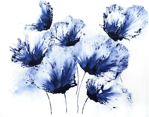 Floral navy blue wall art | Blue flower painting, Flower art painting ...