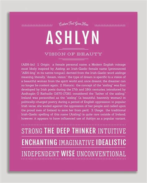 Ashlyn | Name Art Print | Personalized art print, Classic names, Names ...