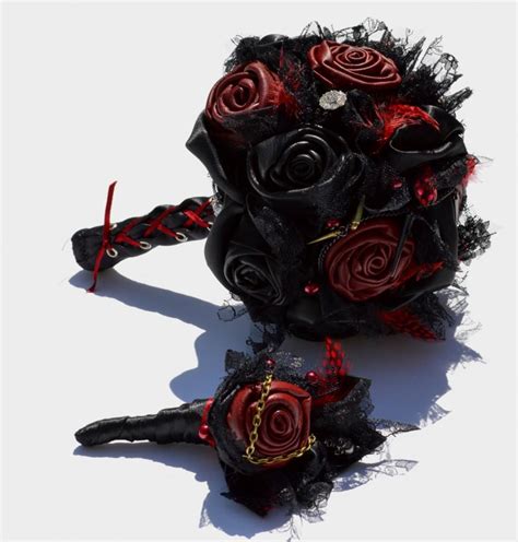 Black And Red Leather Gothic Wedding Bouquet #2601755 - Weddbook