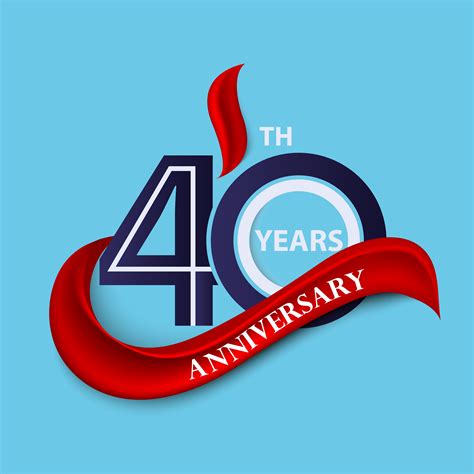 40th anniversary sign and logo celebration symbol with red ribbon 518562 Vector Art at Vecteezy