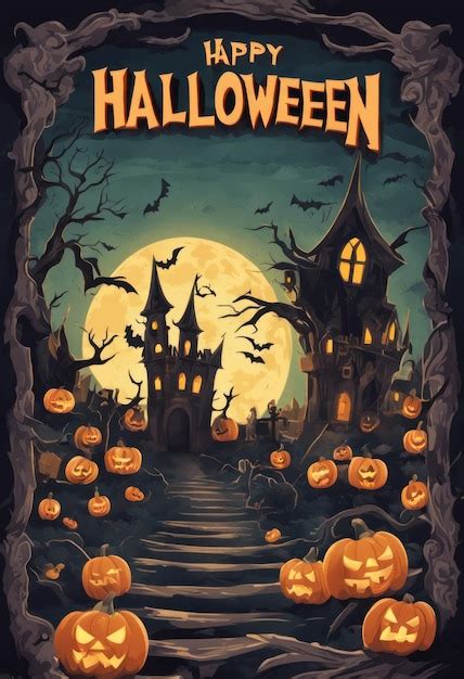 Premium AI Image | Creepy and Spooky Retro Style Halloween Poster