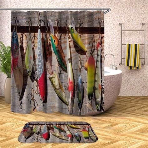 Colorful Fish Brown Cloth 3D Printed Shower Curtain - Metal Pigeon