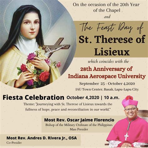 The Feast Day of St. Therese of Lisieux - IAU 28th Anniversary - Indiana Aerospace University