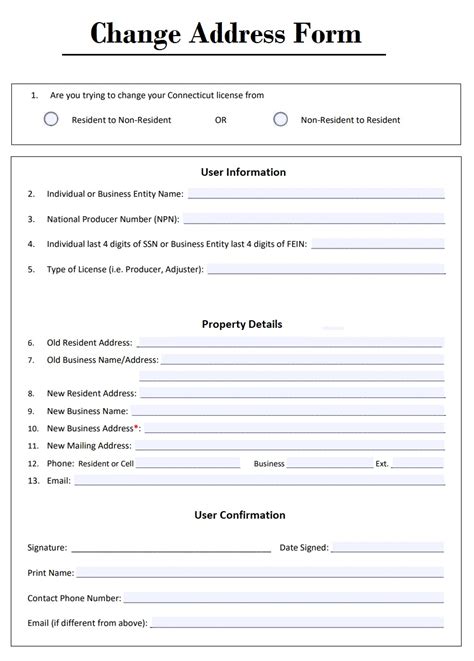 Residential Address Change Request Form | Free Word & Excel Templates