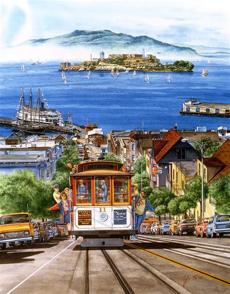 Trolley Of San Francisco Painting by John YATO - Pixels