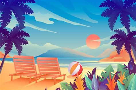 Free Vector | Summer landscape background for zoom