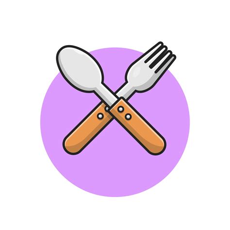 Fork And Spoon Cartoon Vector Icon Illustration. Food Object Icon ...