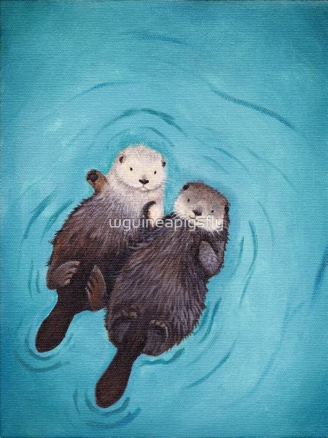 Poster « Otterly Romantic - Les loutres officielles se tenant la main ...