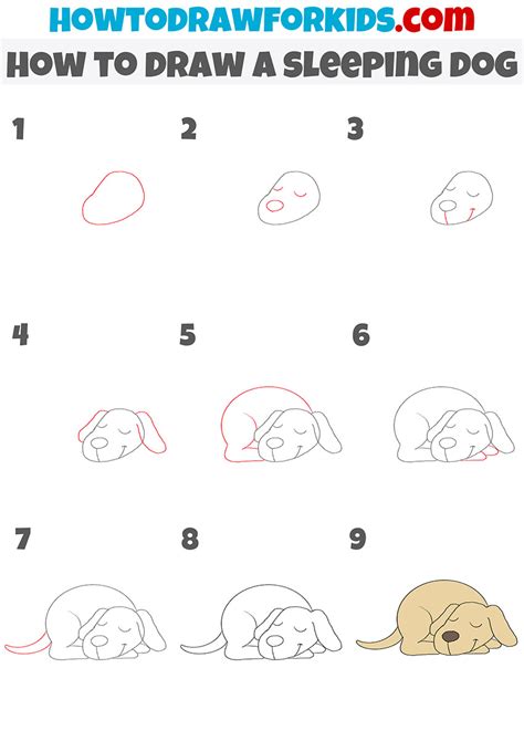 How to Draw a Sleeping Dog - Easy Drawing Tutorial For Kids