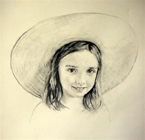 Girl in a straw hat. | Drawing people, Portrait drawing, Sketches of people