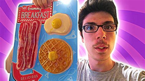 GUMMY BREAKFAST! (Gummy Egg, Gummy Bacon & Gummy Waffle!) - YouTube