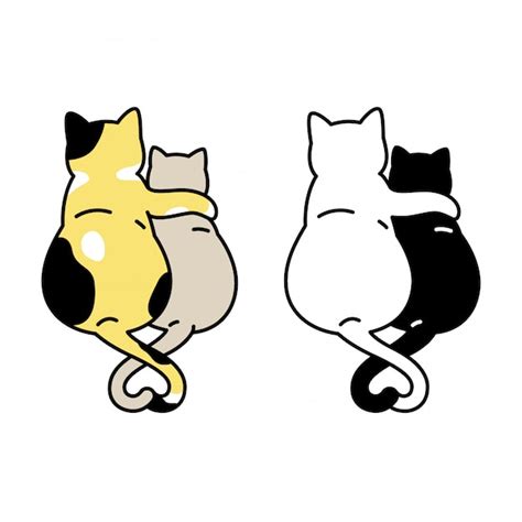 Premium Vector | Cat cartoon kitten hug illustration