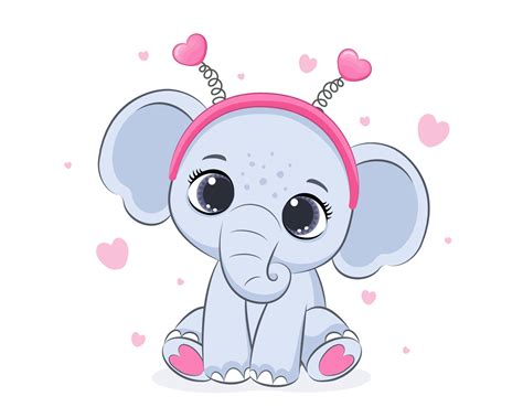 Cute elephant for Valentine's Day. Vector illustration of a cartoon ...