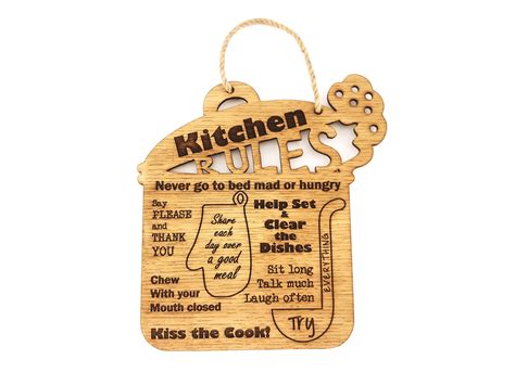 Home & Living Wooden Kitchen Rules Sign Kitchen Decor Signs Rustic ...