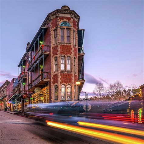 Lights Through Downtown Eureka Springs Arkansas 1x1 Photograph by ...