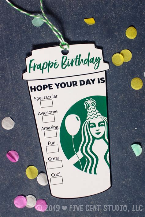 Frappé Birthday Parody Logo Coffee Cup Shaped Tag / Card DIY Printable - Etsy | Starbucks ...