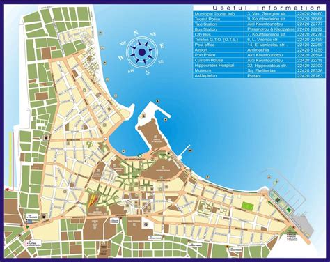 Kos town map, Greece | Town map, Places to visit, Kos