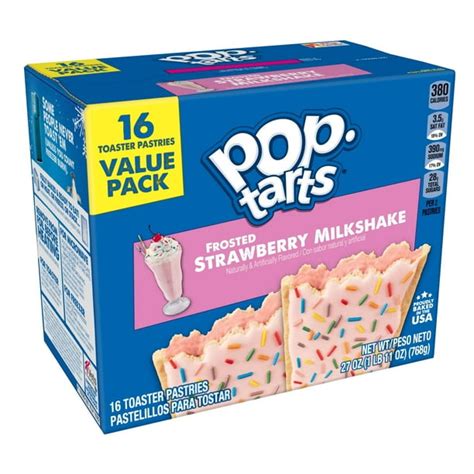 Pop-Tarts Breakfast Toaster Pastries, Frosted Strawberry Milkshake, Value Pack, 27 Oz, 16 ...