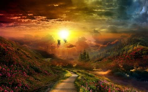 HD wallpaper: A New Beginning, valley, cool, nature, beautiful, sunset ...