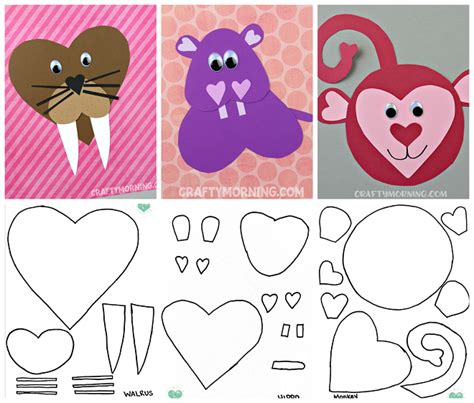 Free Printable Templates of Heart Shape Animals - Crafty Morning