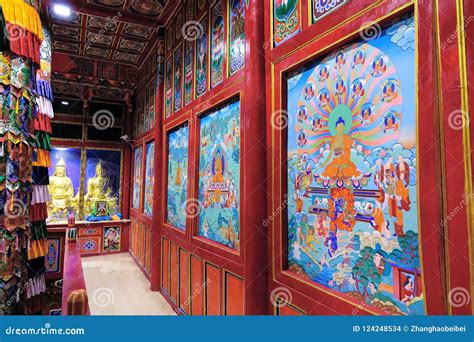 Interior of Tibetan Buddhist Temple Stock Photo - Image of indoors ...