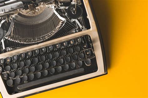 Old Vintage Typewriter On A Yellow Background, Top View. Creative Journalism Concept | Yellow ...