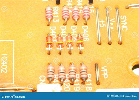 Resistors on circuit board stock photo. Image of circuit - 12074584