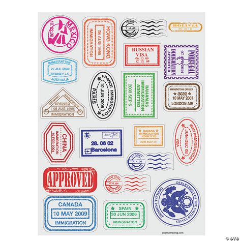 Passport Stamp Sticker Sheets | Oriental Trading