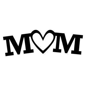 the word mom with a heart in it's center is shown on a white background