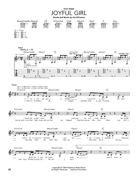 Joyful Girl by Ani DiFranco - Guitar Tab - Guitar Instructor