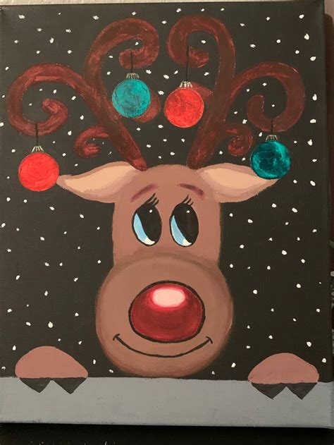 #Christmas Reindeer Acrylic | Christmas canvas art, Christmas paintings ...